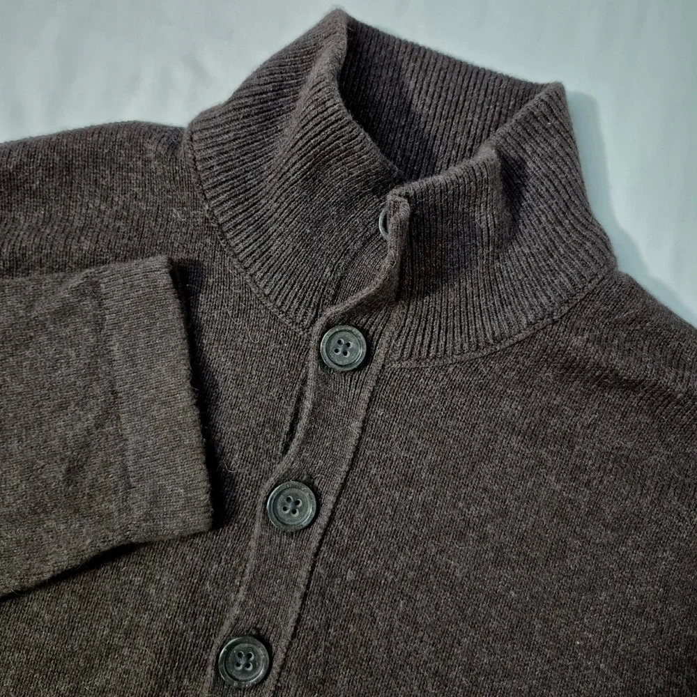 Banana Republic Sweater Mens Large Mock Neck Brown Cotton Cashmere Angora